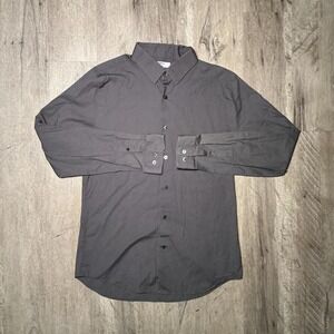 Express grey button up shirt with double cuffs and belt loops. Size L